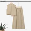 ZANZEA Women Sleeveless Vest Tops and Long Skirts Summer Two Piece Suit Sets