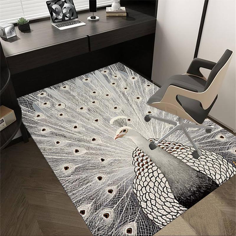 1PC peacock white Extra Large Non Slip Floor carpet, Office, family, bedroom, Studio   Large Area Rug Indoor Rugs, , Vibrant Colors