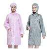 Unisex Anti-Static Dustproof Lab Coat with Hood - Long Sleeve, Blue/White for Cleanroom & Workshop.