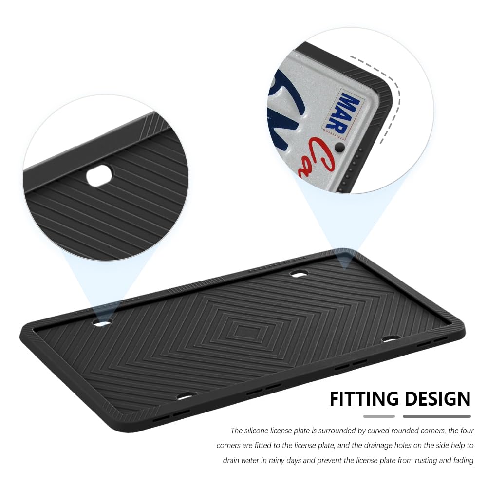 Silicone License Plate Frames with License Plate Screws Universal License Plate Cover Automotive Exterior Accessories 2PCS Set