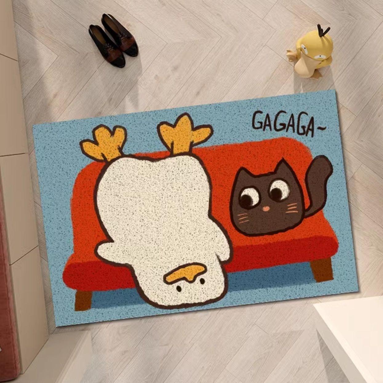 Entry Door Floor Mat Cartoon Cute Door Entry Non-Slip Foot Mat Household Entrance Wear-Resistant Non-Slip Silk Ring Floor Mat 40*60cm