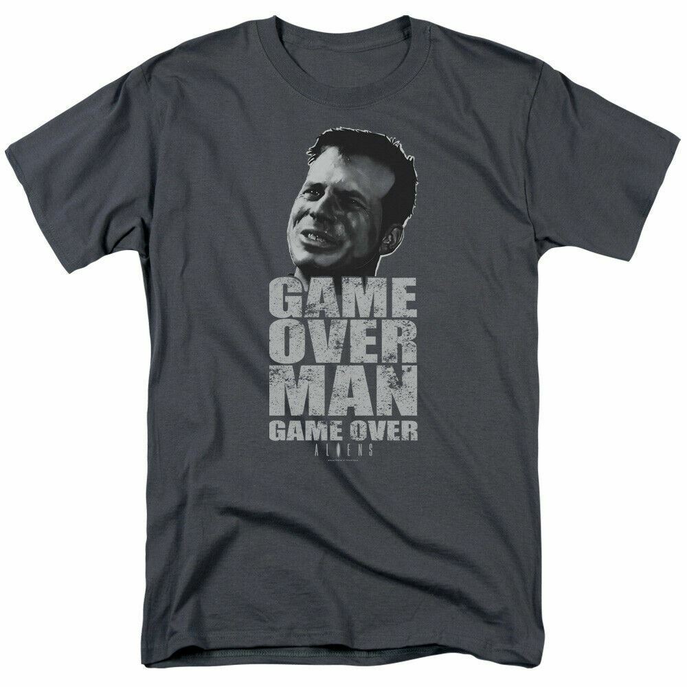 

Alien Game Over Man T Shirt Mens License Movie Sci-Fi Horror Tee Charcoal Unisex T-Shirt L