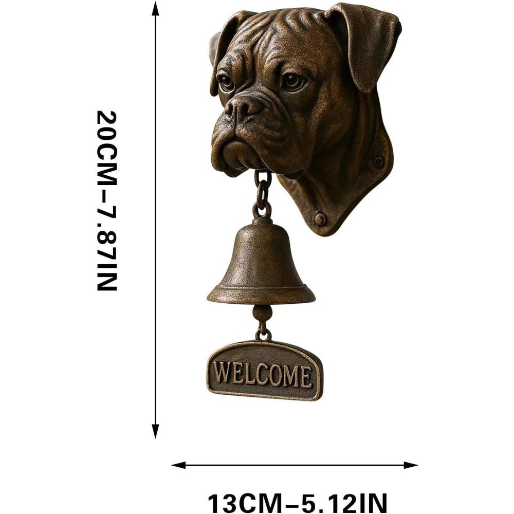Boxer Dog Door Bell - Retro Funny Animal Welcome Doorbell, Wall-Mounted Decorative Cast Iron/Resin Hanging Bel