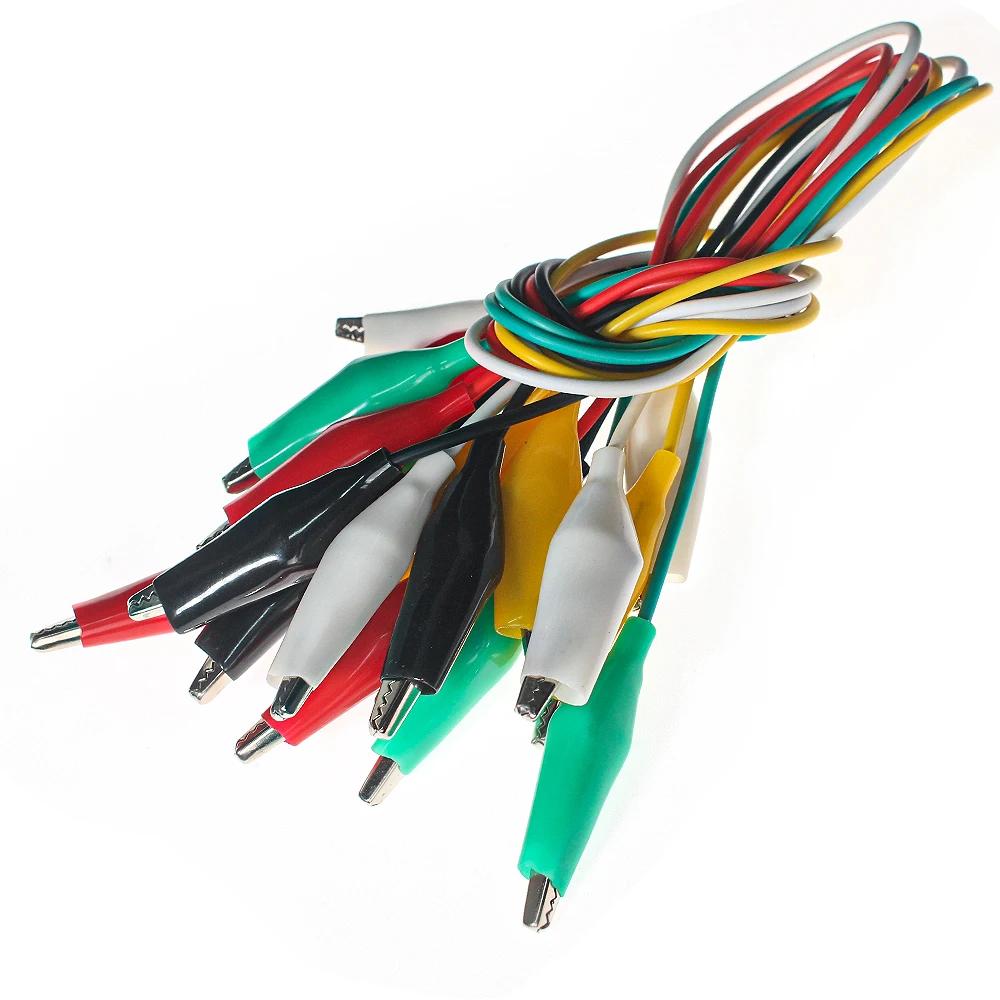 10PCS Alligator Clips Electrical DIY Test Leads Alligator Double-ended Crocodile Clips Roach Clip Test Jumper Wire 48 49.5 50CM
