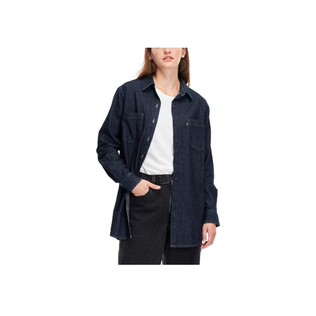 Levis Solid Color Denim Long Sleeve Shirt Women Shirts Dark-Blue A3372-0000