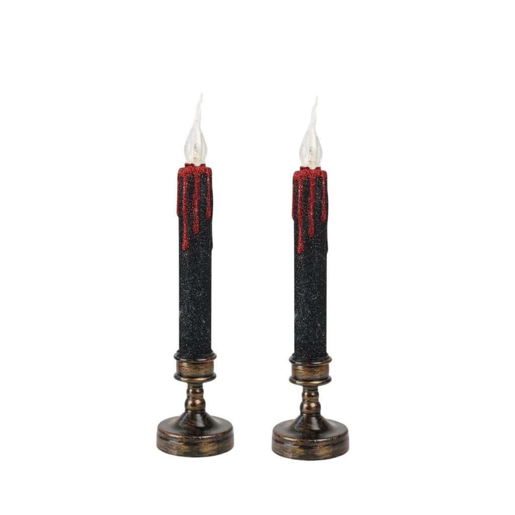 YHOPE Two Long, Simulated Blood-dropping Stick Waxes For Halloween Party Decors Filled With Terrifying LED Electronic Candles.