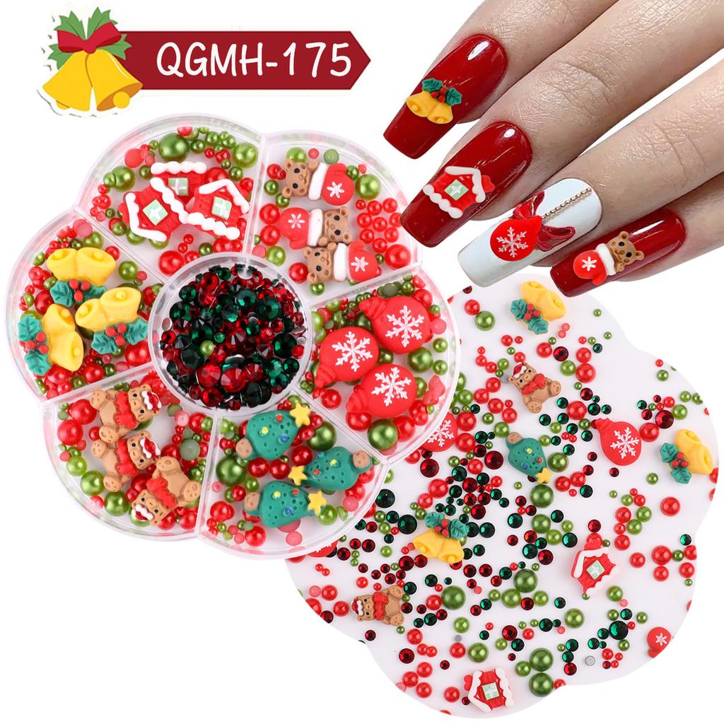 Nail Art Christmas Bells Snowflake Elk Snowman Nail Art Ornaments Halloween Kid Funny Ghost Pumpkin Nail Accessories