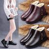 Women's Winter Soft Sole Cotton Boots for Middle-Aged and Elderly - Velvet-Lined, Flat Bottom, Leather Short Boots