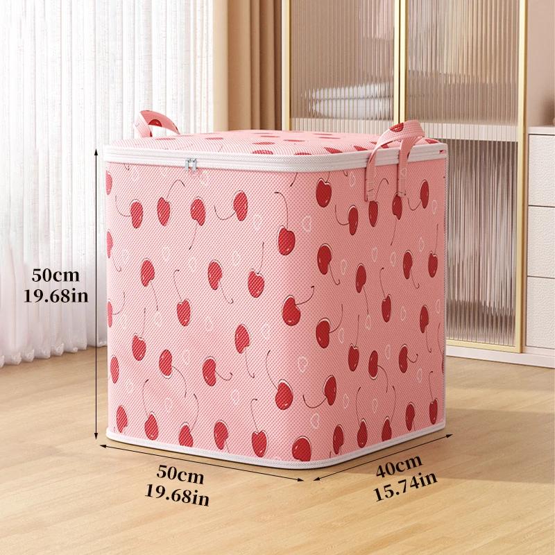 2pc Household Large Capacity Clothing Storage Bag Non-woven Material Wardrobe Organizer Quilt Storage Bag Clothing Storage Bag