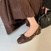 Schaffellversion~ Echtleder Einzelschuhe niedriger Absatz Schleife Leopardenmuster flache Sohle flacher Ausschnitt Temperament weiche Sohle Schuhe