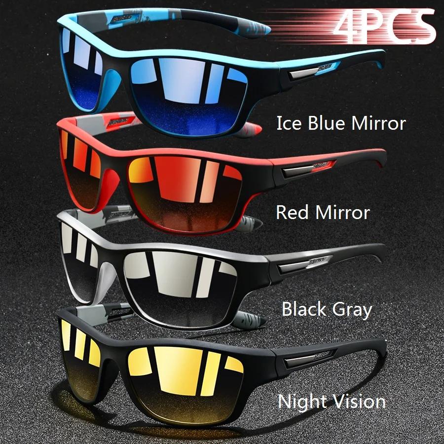 

4 PCS Fashion Vintage Pattern Cycling Sports Sunglasses Men Women Running Cycling Mountaineering Sport Man Sun Glasses UV400