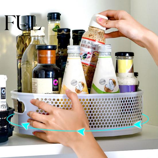 Seasoning Jar Holder Spice Rack 360 Degree Rotating Large Capacity Versatile Plastic Multi-Functional Cosmetics Organizer for Girl Storage