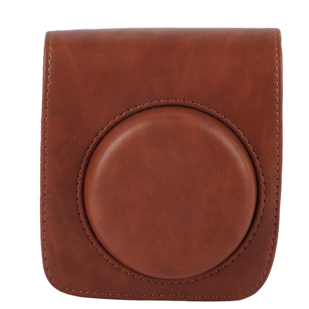 PU Leather Protective Cover Case Bag for Fujifilm Instax Mini 90 with Shoulder Strap (Brown)