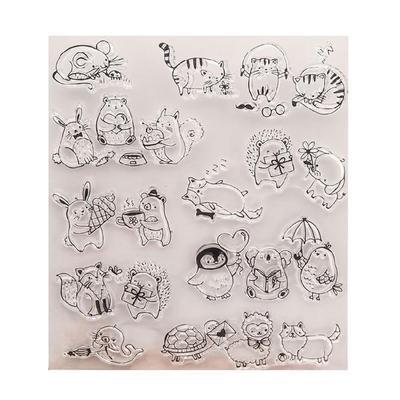 Timbro a Tema Animale per Biglietti Scrapbooking, Timbro Trasparente Decorativo per Sfondo, Strumento per Timbri in Gomma Trasparente