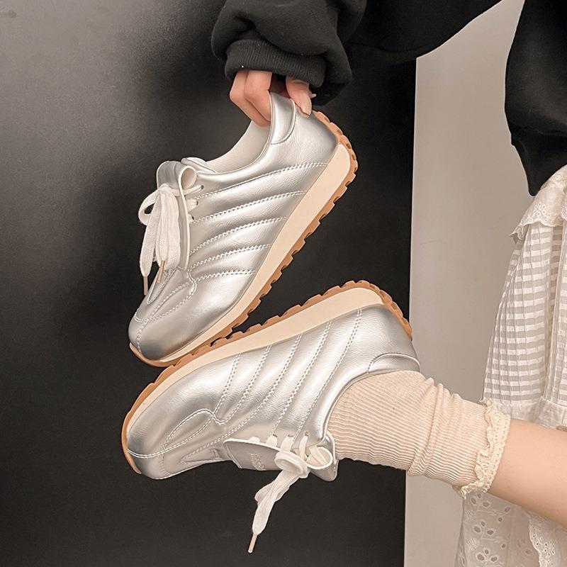 Little white shoes women's spring versatile flip lace-up retro casual shoes