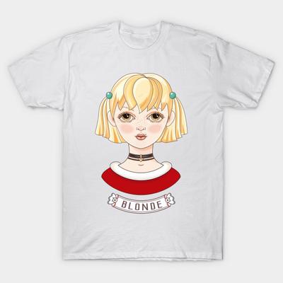 T-Shirt Damen Blond Harajuku Print Kawaii T-Shirt Sommer Kurzarm Damen T-Shirt Top Tee