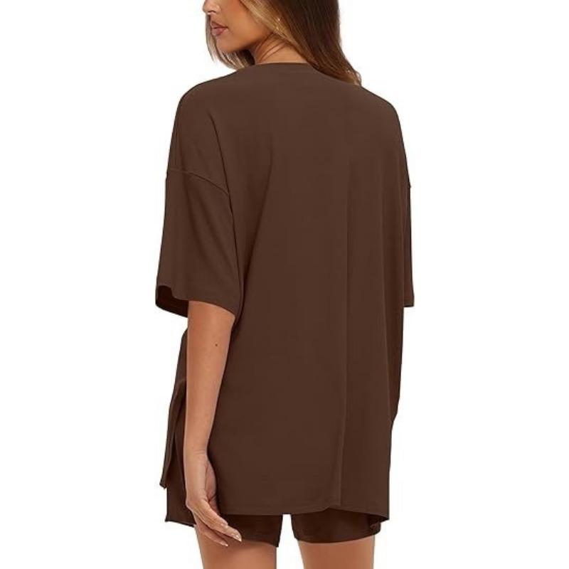 Women Two Piece Outfit Casual Loose T Shirt And Shorts Set Loungewear