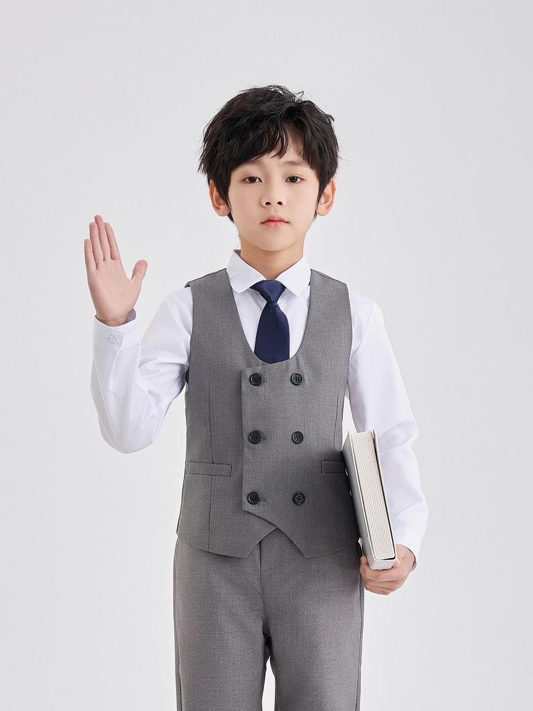 Children's Academic Style School Uniform Set: Primary School Vest & Kindergarten Short Sleeve for Back to School Photography