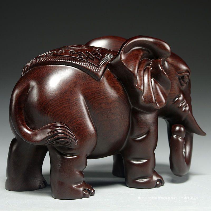 Large Ebony Wood Elephant Carving Set - Home Decor & Housewarming Gift