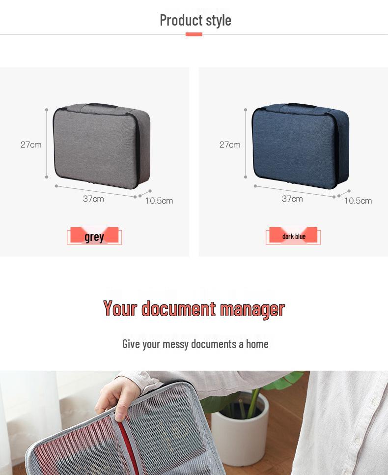 Large Capacity Multifunctional Lockable Document Bag for Family and Passport Storage