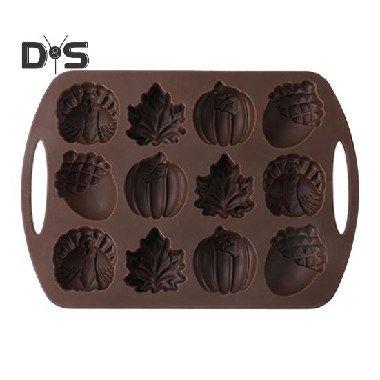 Silikonowa Forma do Pieczenia Chleba na Patyku Kukurydzianym Nieprzywierająca Forma do Deseru w Kształcie Orzecha i Liścia Odporna na Wysokie Temperatury Bez BPA Forma do Ciasta na Czekoladki