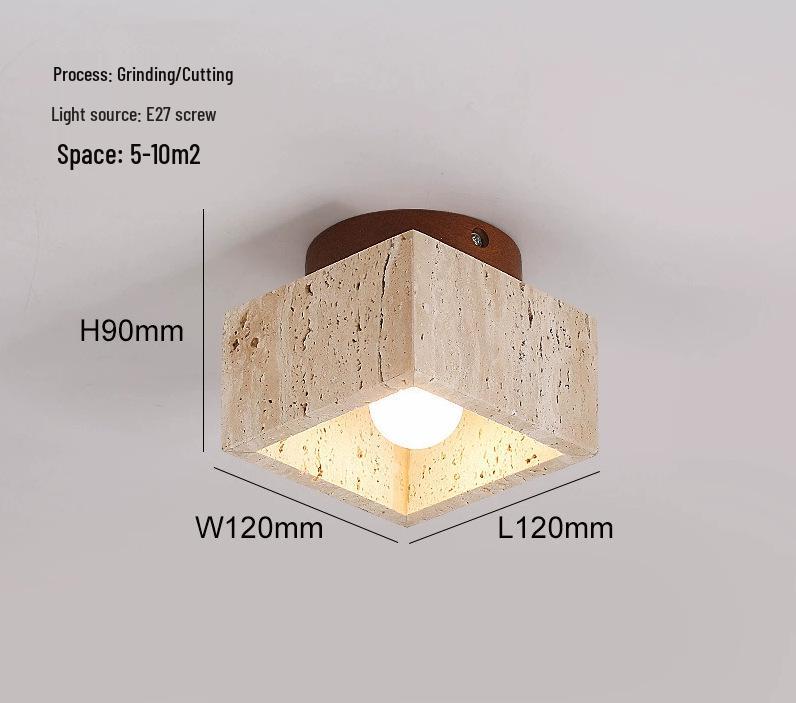 Japanische Wabi-Sabi Gelber Höhlenstein Deckenleuchte für Eingangsbereich oder Balkon