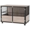 100cm Furniture Style Dog Crate Dog Cage End Table Indoor With 3 Doors Soft Washable Cushion For Large Sized Dogs
