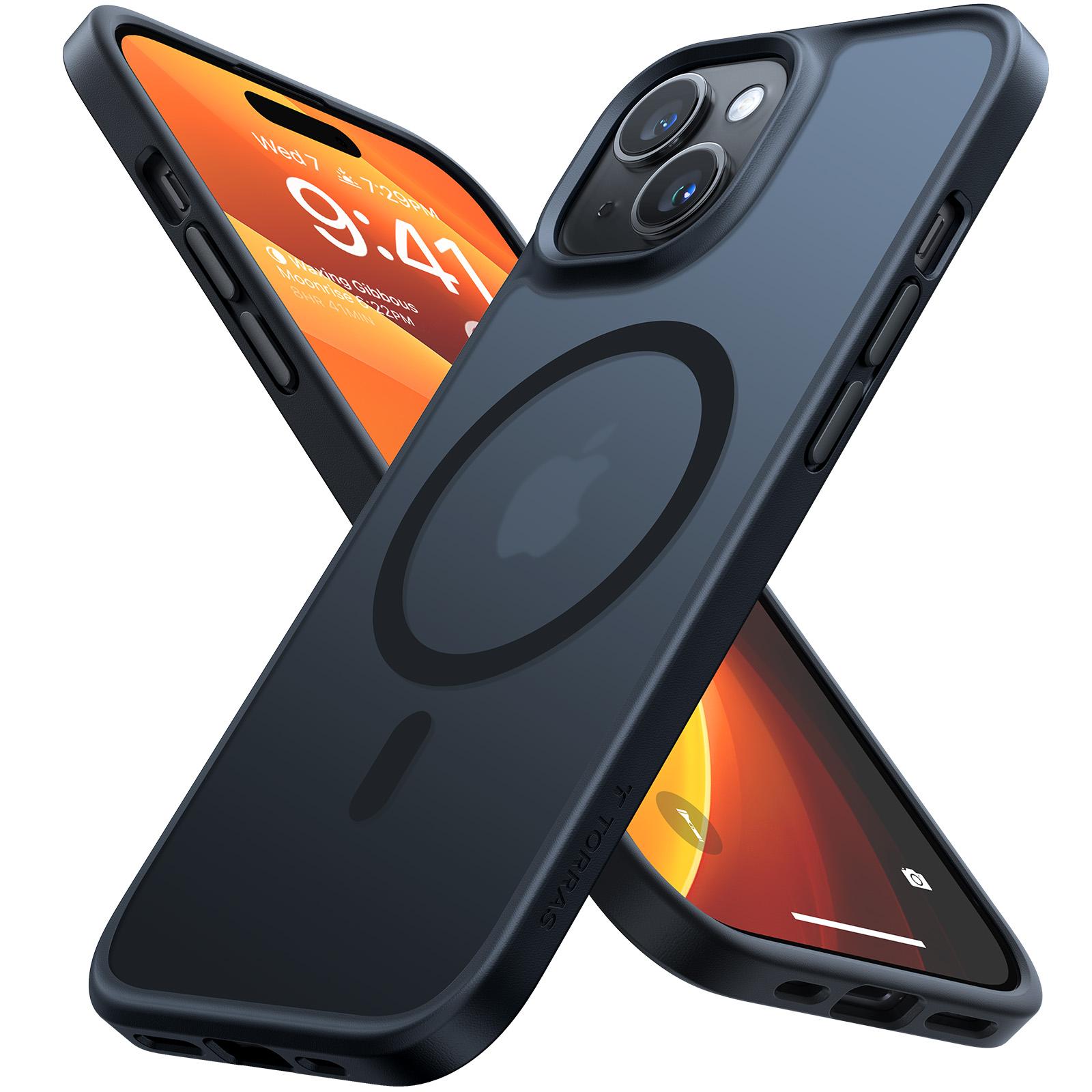 

For iPhone 15 Case Compatible with MagSafe Skin-Touch Matte PC+TPU Phone Cover Black