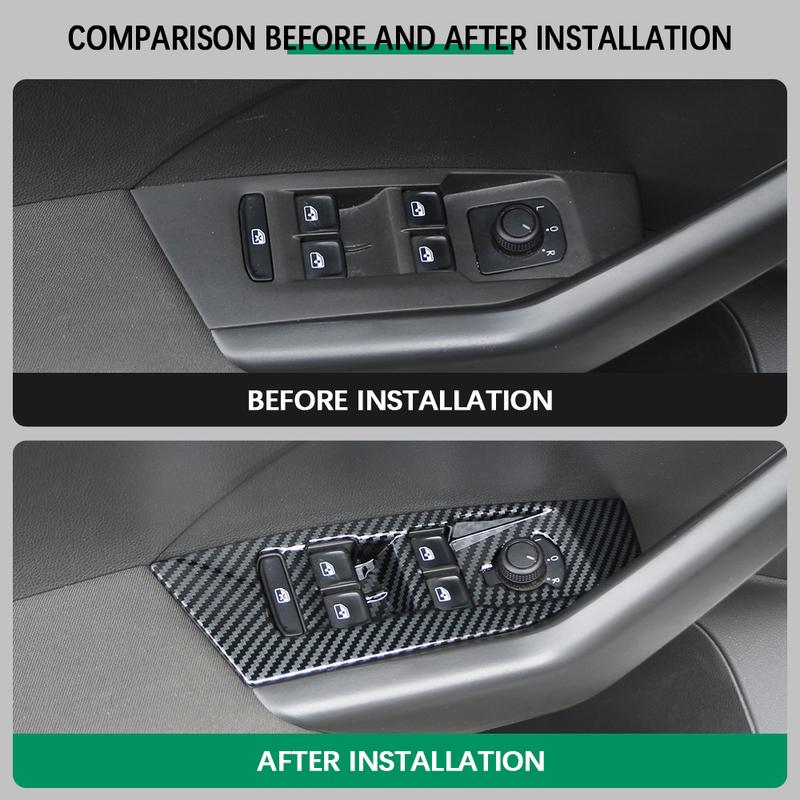 Car Door Window Lift Switch Panel Cover for Volkswagen VW T-CROSS Tcross 2018- LHD 4Pcs Imitation Carbon Fiber Accessories
