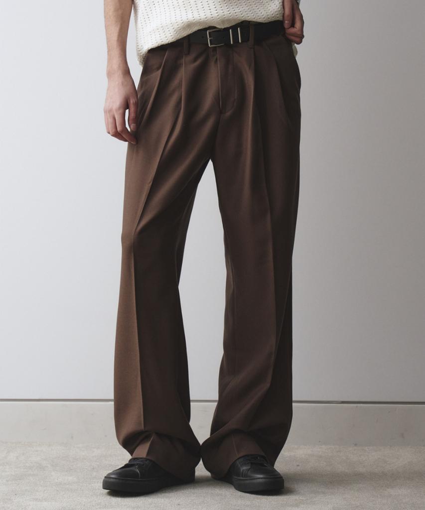 MAISON MINED Saint Two Tuck Wide Pants Brown