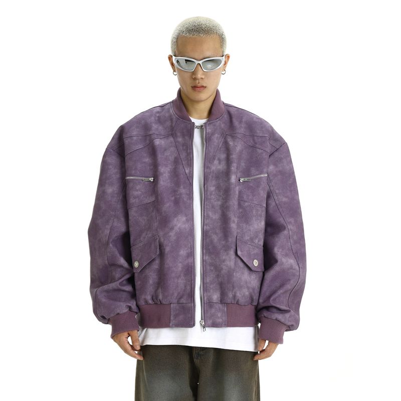 Autumn and Winter Niche High-End Motorcycle American Street Retro Zipper Pocket Trendy Loose Versatile Jacket