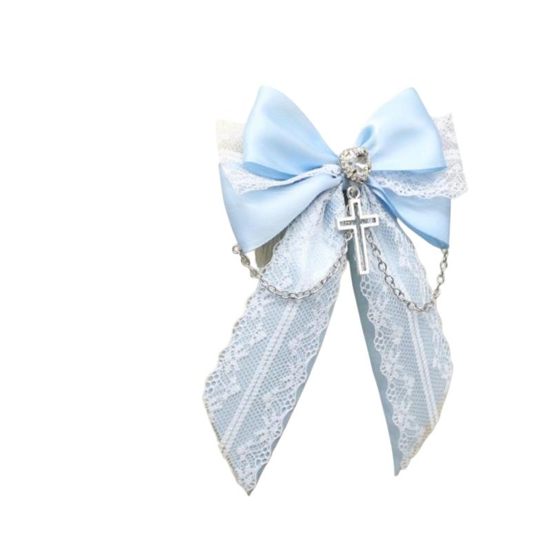 1Pcs Ladies' Lace Bow Hair Pin Gothic Cross Hair Clip Women Ponytail Clip Hair Accessories