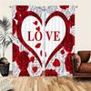 2 Pieces, Love Printed Window Curtains, Rod Pocket Design, Easy To Hang, Semi-Transparent Privacy Curtains