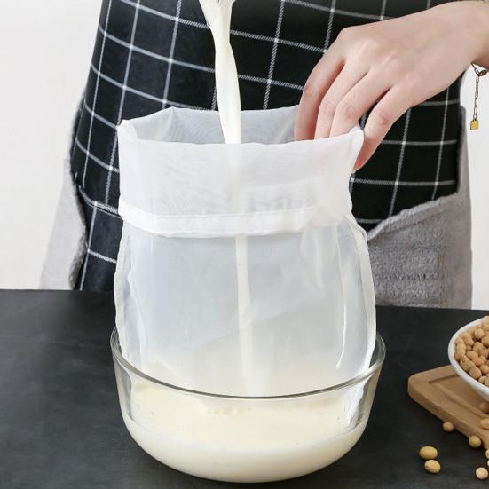 4Pcs Nylon Filter Bag Food-Grade Reusable Mesh Strainer for Nut Milk Cold Brew Coffee Juice Yogurt Strainer Bags Washable Kitchen Helper