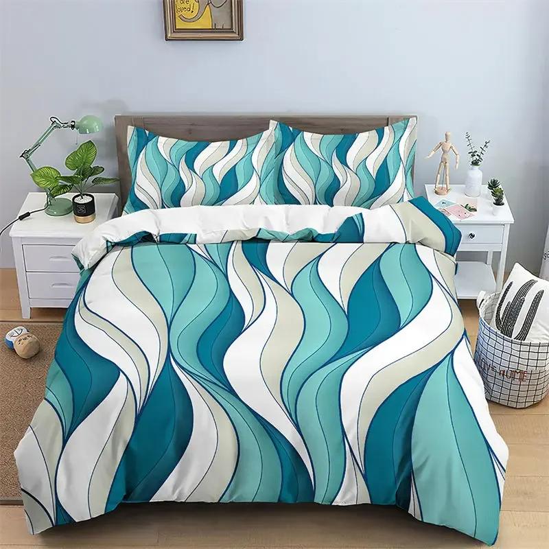 3D Geometric Duvet Cover Luxury Abstract Pattern Bedding Set Full King For Girls Boys Teens Bedroom Decor Microfiber Quilt Cover