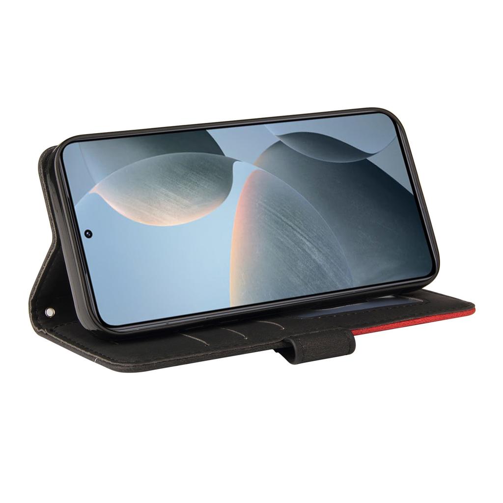 For Xiaomi 14T Leather Case Wallet Stand Color Splicing Phone Cover