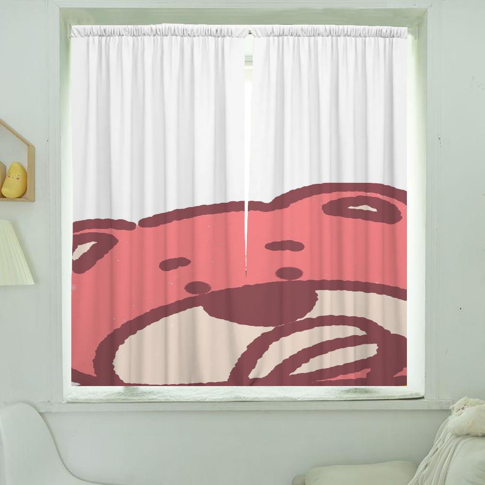 Window Kitchen Curtains for Living Room 2 Pieces Blackout Curtains Door Curtain S-strawberry B-bear Bedroom Decoration Partition