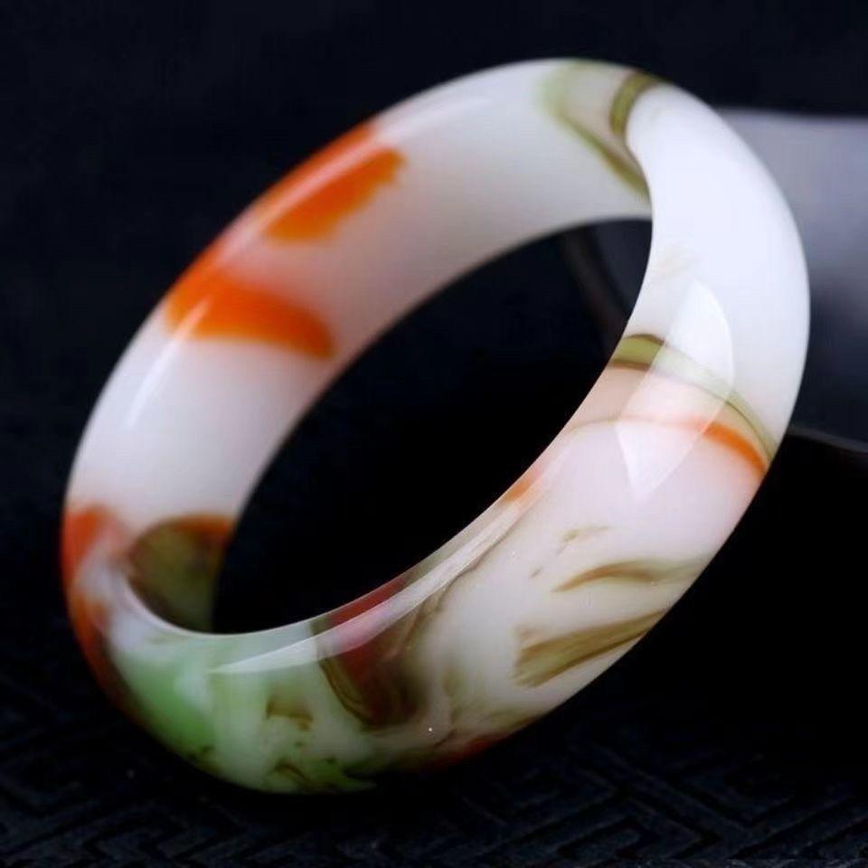 Xinjiang Colored Jade Bracelet Chicken Blood Jade Bracelet Jade Colored Jade Bracelet Light Color