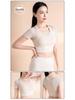 Peach Mesh Two-Piece Yoga Suit: Short Sleeve Racerback Nude Feeling Sports Top for Women