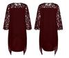 European and American Lace Splicing Seven-quarter Sleeves Irregular Hem Chiffon Dress, Spot