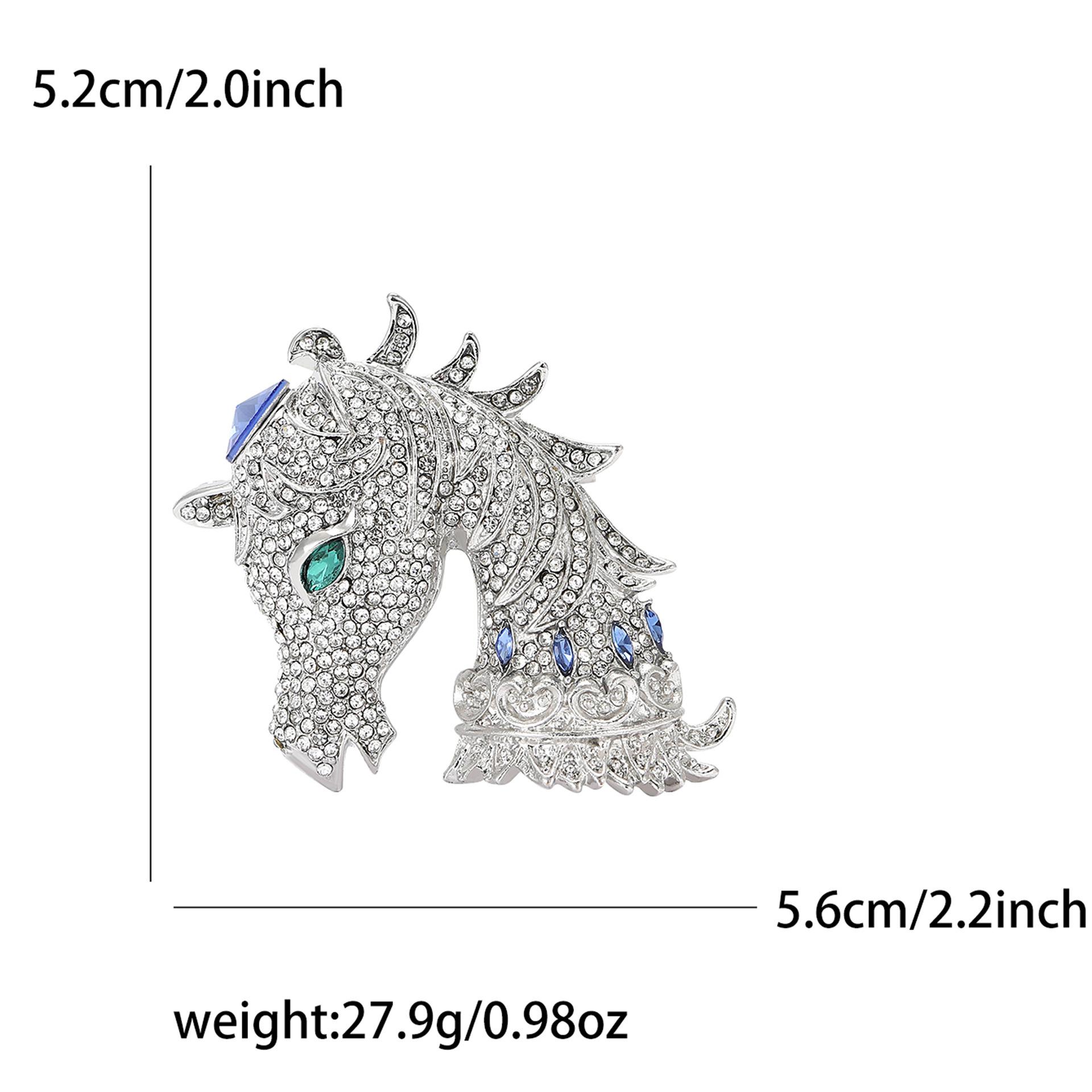 

Изящная брошь из сплава со стразами в виде головы лошади, модная универсальная булавка для мужского и женского костюма, корсажа, ювелирного украшения