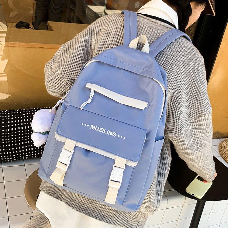 Schoolbag Backpack Backpack Female Large Capacity Travel Backpack Female Contrast Color Junior High School Student High School College Student Book