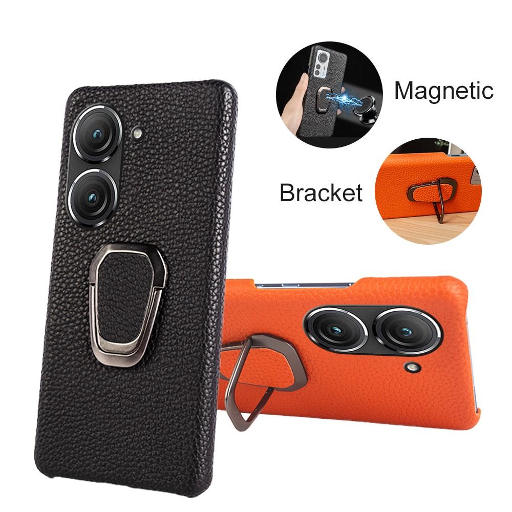 For Asus Zenfone 10 Case Handmade Genuine Leather Cases For Asus Zenfone9 Phone Cover Housing Protective Back Shell Stand Holder