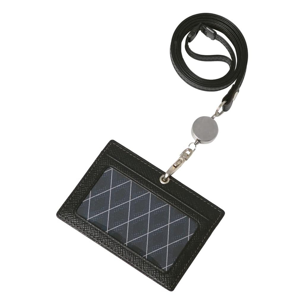 Takeo Kikuchi ID Card ID Card Name Pass Genuine Panama Card Card Name Badge Employee ID Card with Cowhide Italian Black Case, Holder, Holder, Case,