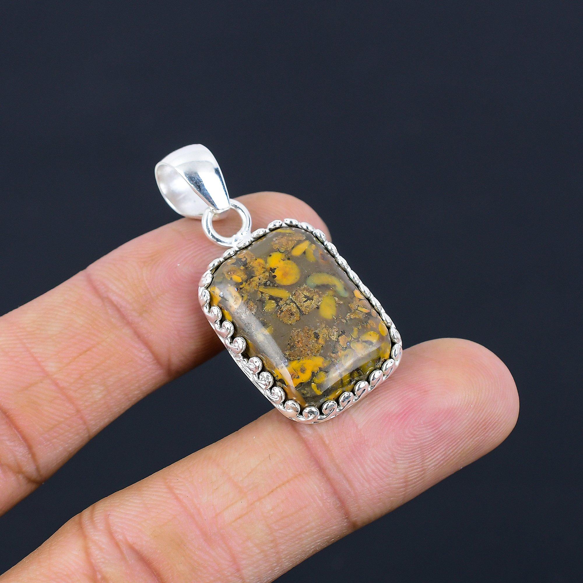 Halloween Sale 925 Silver Fruit Jasper Gemstone Wife Bezel Boho Pendant Jewelry