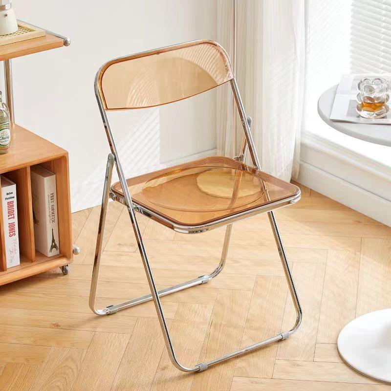 Trendy Clear Acrylic Folding Chair - Simple, Thickened Design for Makeup, Dining, or Home