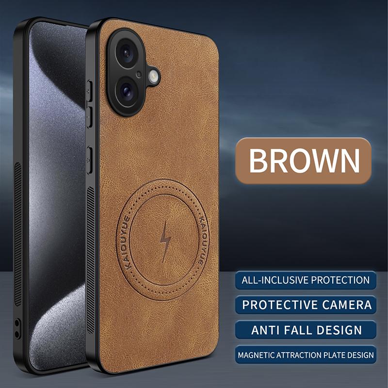 For iPhone 17 Air Luxury Lightning Magnetic Leather Case For iPhone 17 Pro Max Soft Shockproof Mobile Phone Protector Cover 17
