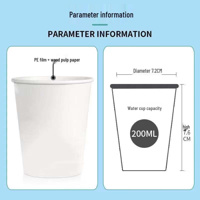 MiaoJie 200ml Disposable Thickened Anti-Scald Cups (100-Pack)