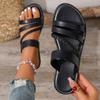 Women's Flat Slippers Women's Spring and Summer New Fashion Lightweight Solid Color Woven Beach Sandal Slippers