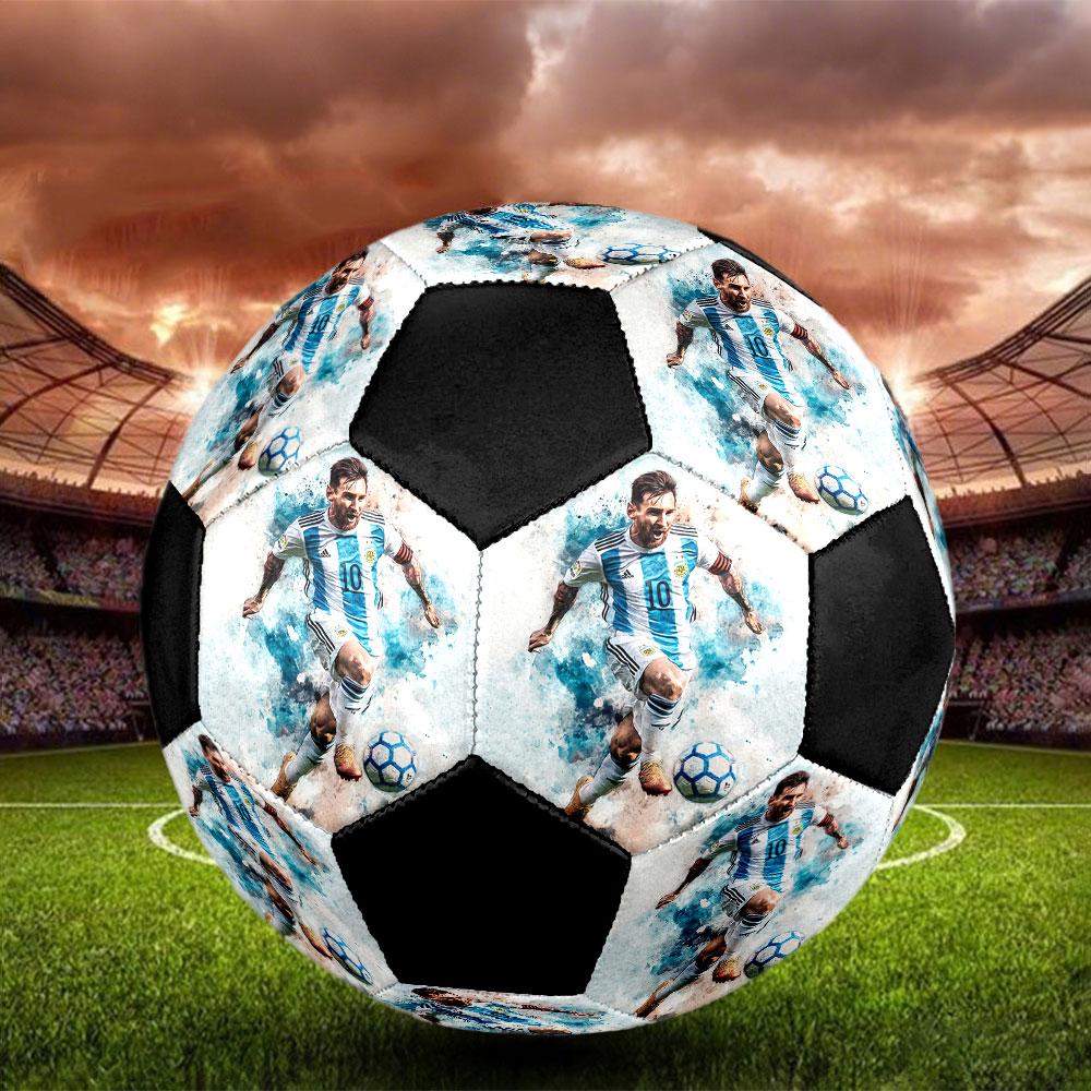 Lionel Messi Size 5 Soccer Ball, Machine-Stitched PVC, Durable & High Bounce, All Ages Fit, Fan Merchandise, Matches & Outdoor Use.